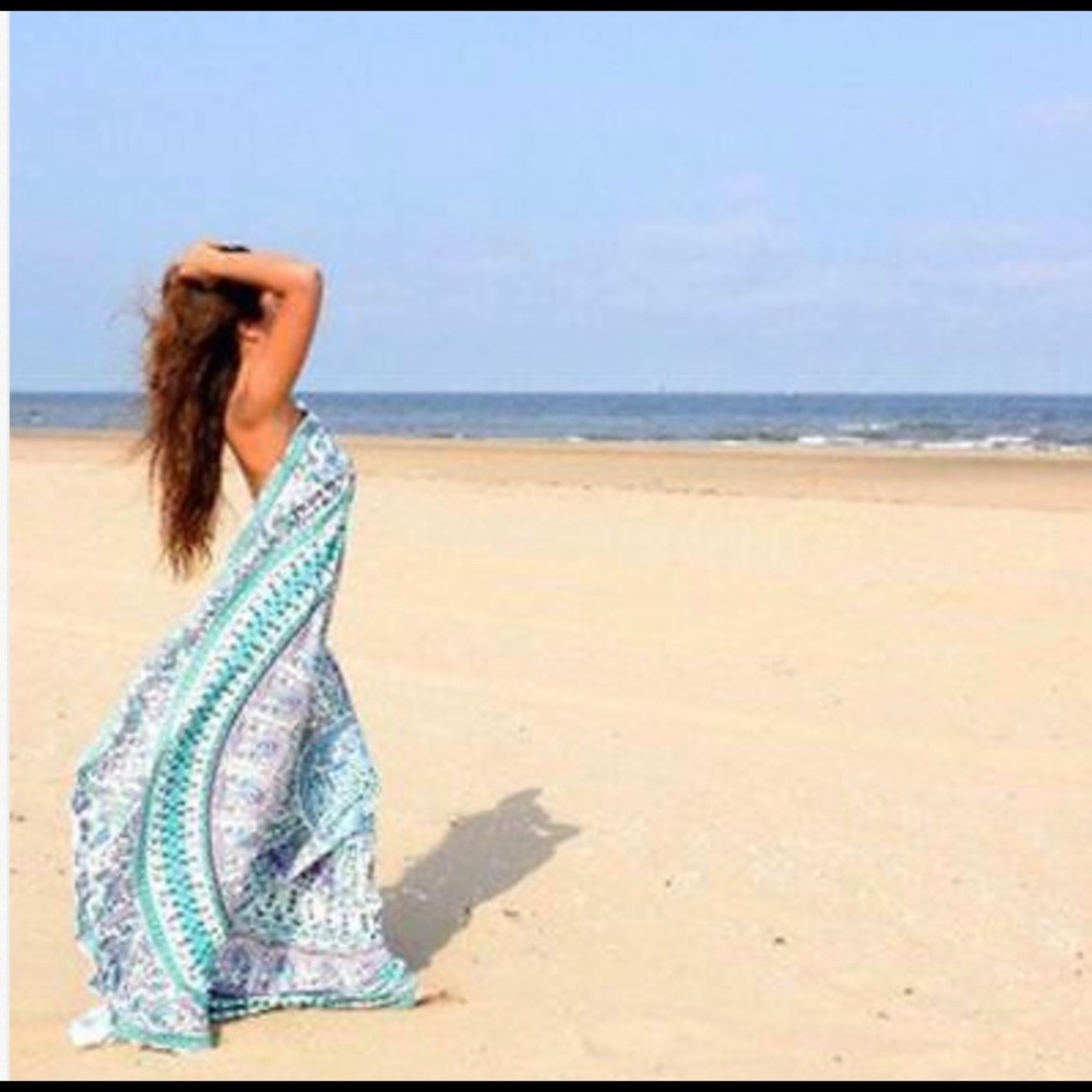 Host Pick! 🎉 Bohemian Beach Throw, Tablecloth & Cover in One Blue Combo & Teal - Picture 9 of 16